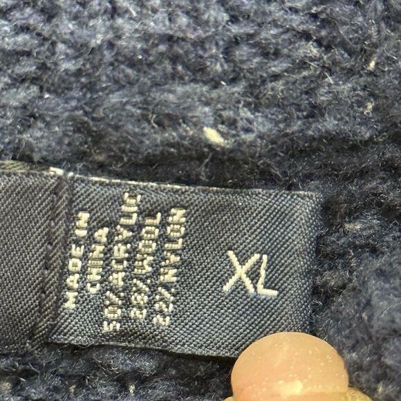 Nautica Men’s XL Navy Button Mock Neck Wool Blend Sweater Cozy Cabin Gorp Core - Picture 6 of 8